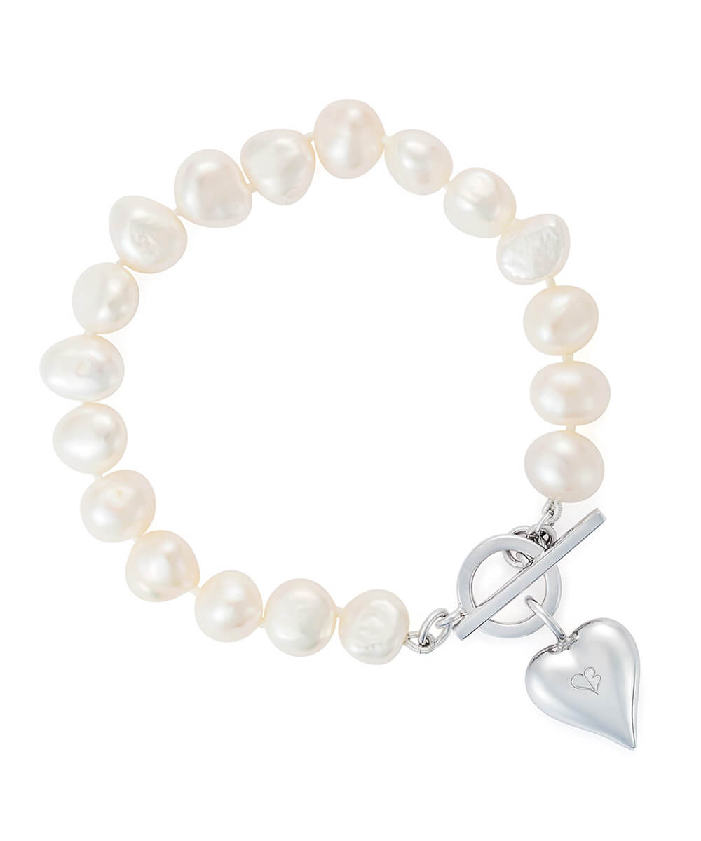 Pearl bracelet on sale with heart