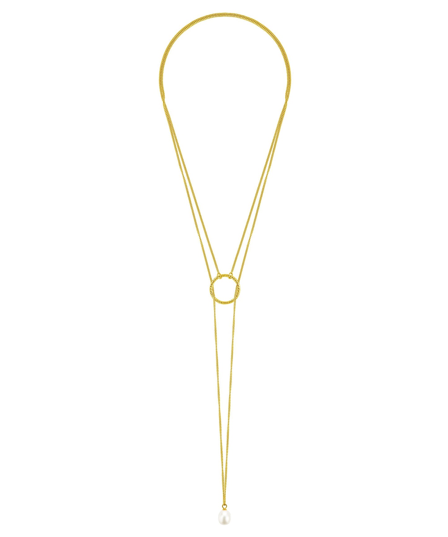 Gold Cirque lariat with white pearl