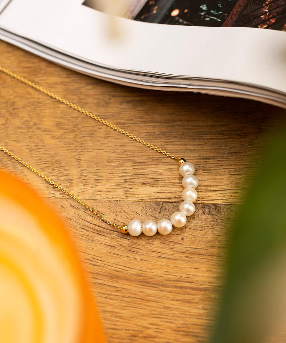 Angelina Gold Pearl Choker necklaces