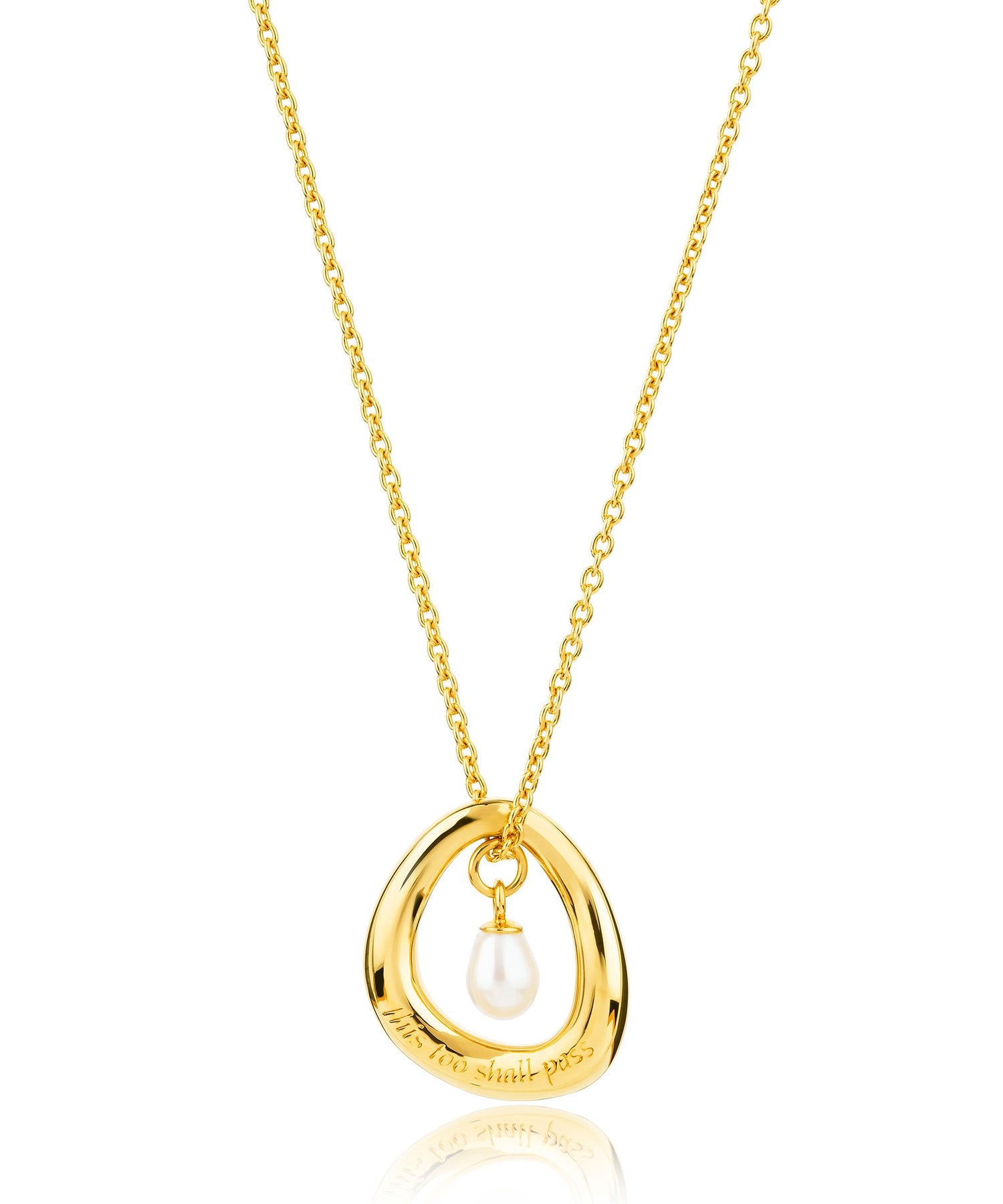 This too shall pass pearl gold necklace