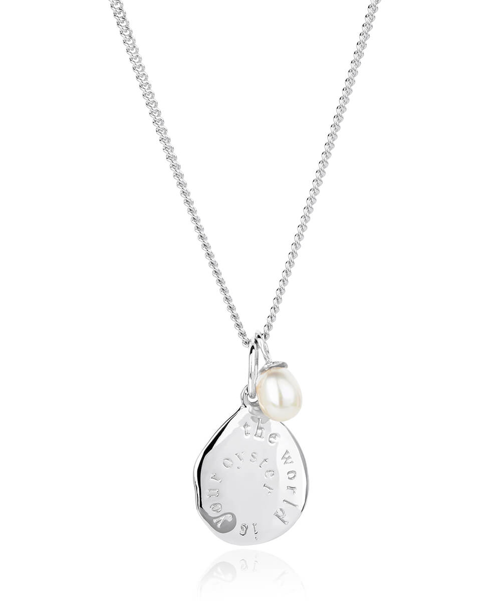 World Is Your Oyster Silver Micro Necklace