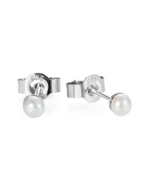 Micro pearl stud silver earrings