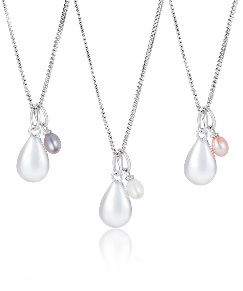 Mother and child silver pendant necklace