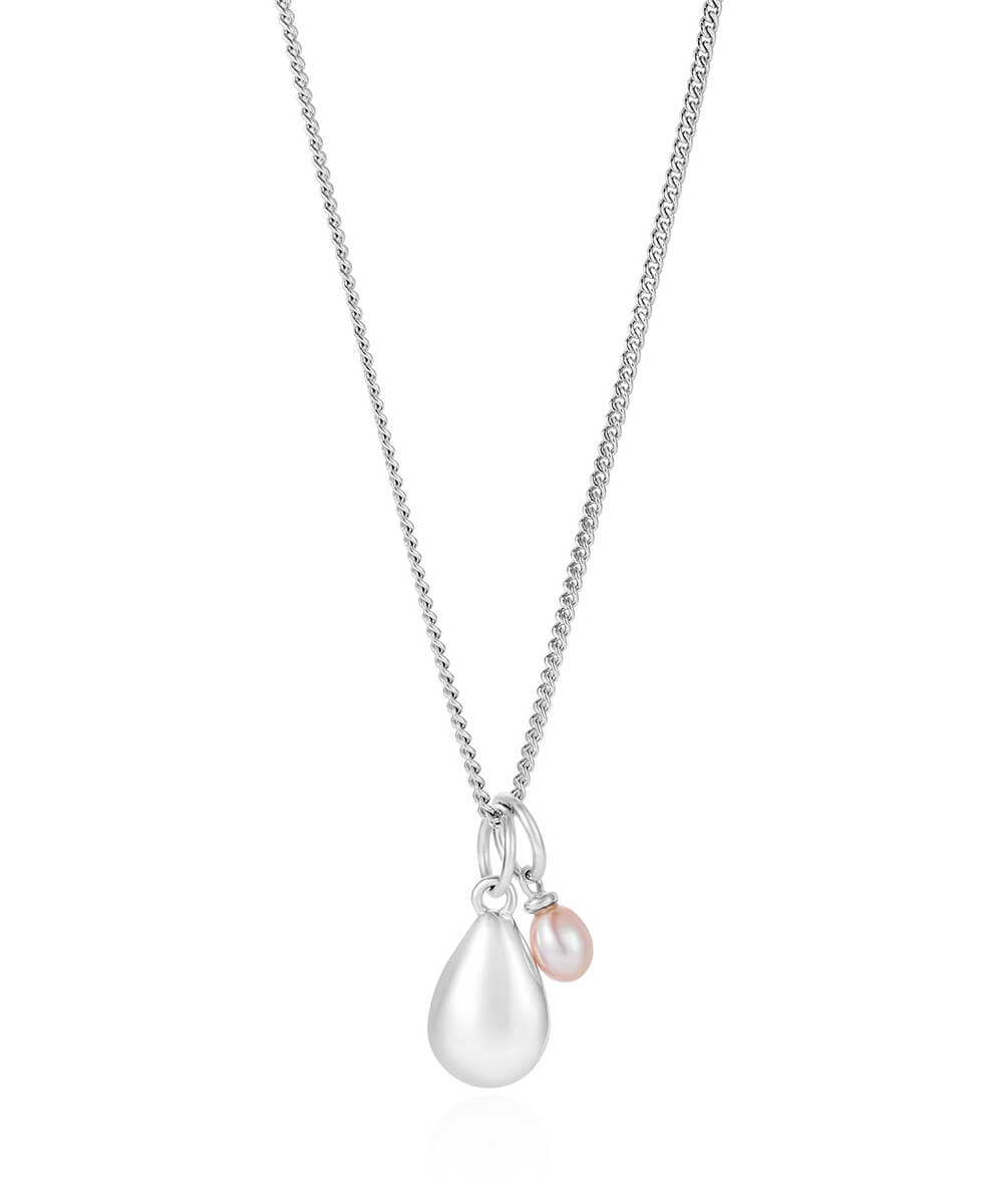 Mother and child pendant necklace with pink charm
