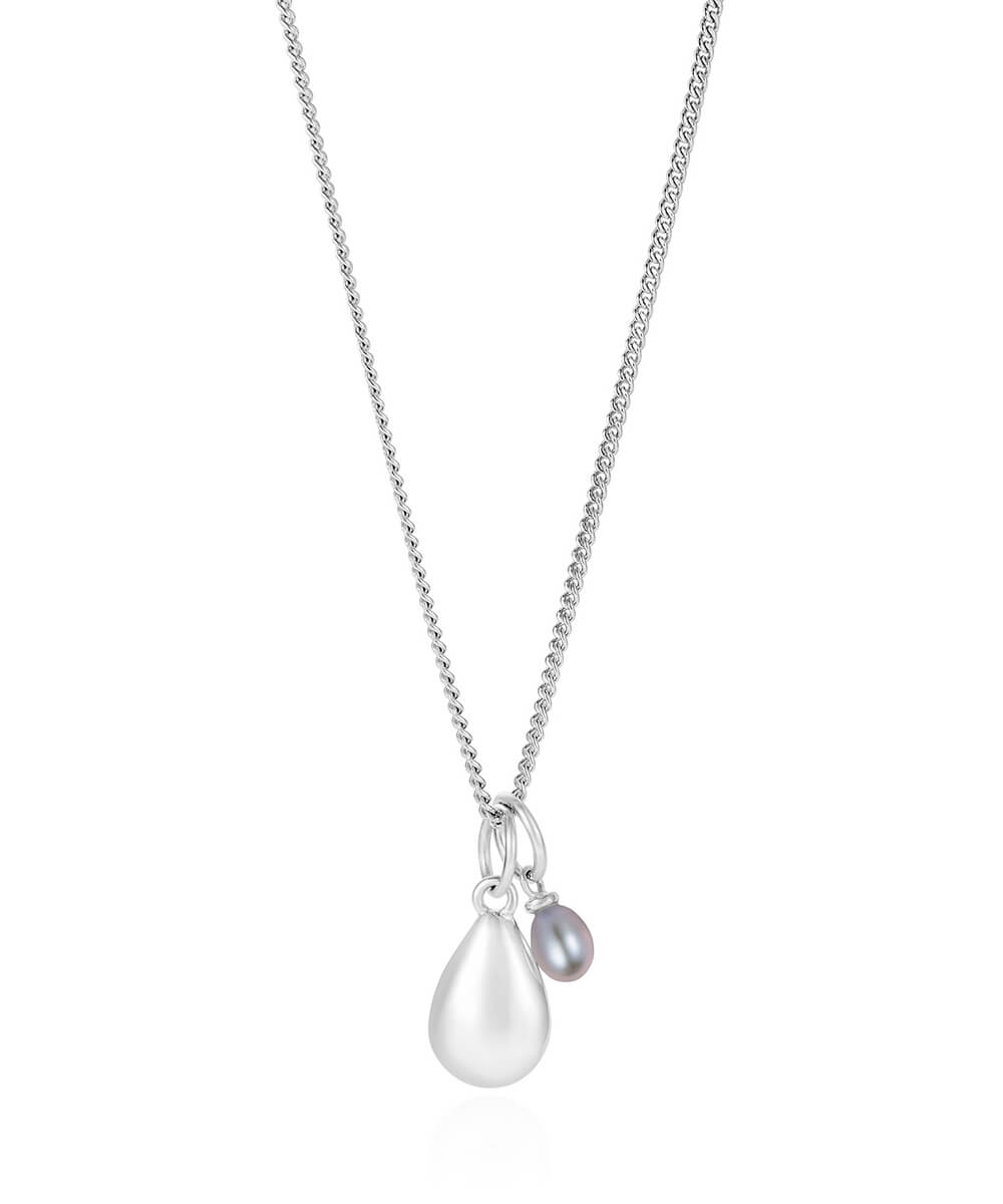 Mother and child silver pendant necklace with silver charm