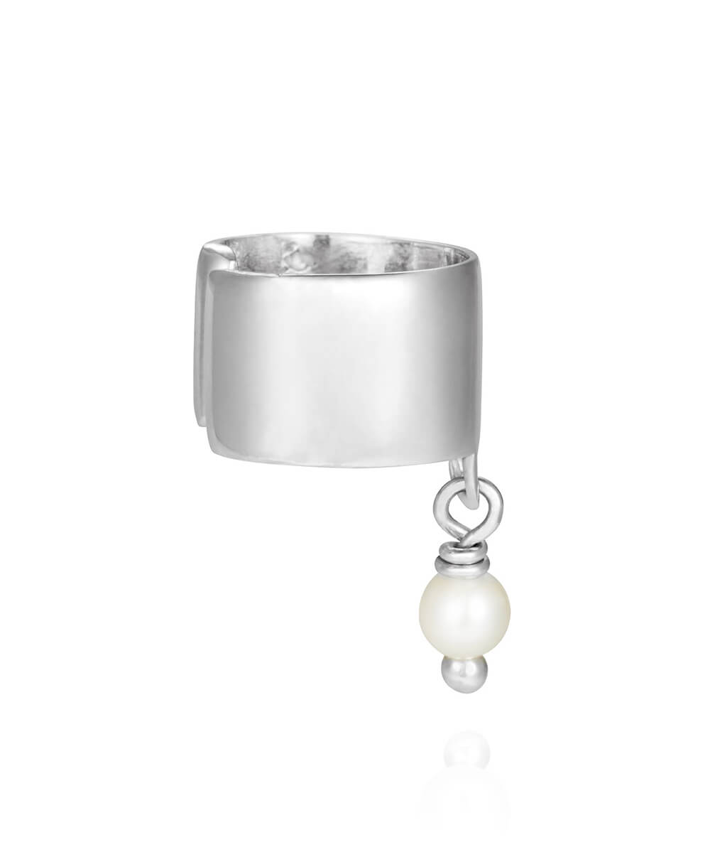 Pearl Silver Ear Cuff