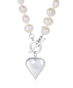 Signature Heart Pearl silver Necklace