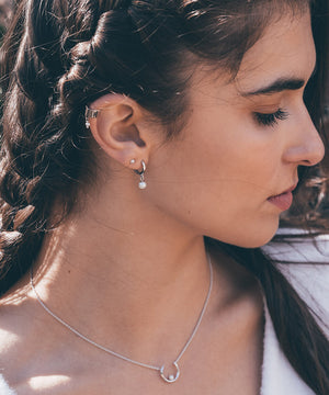 Micro pearl stud silver earrings