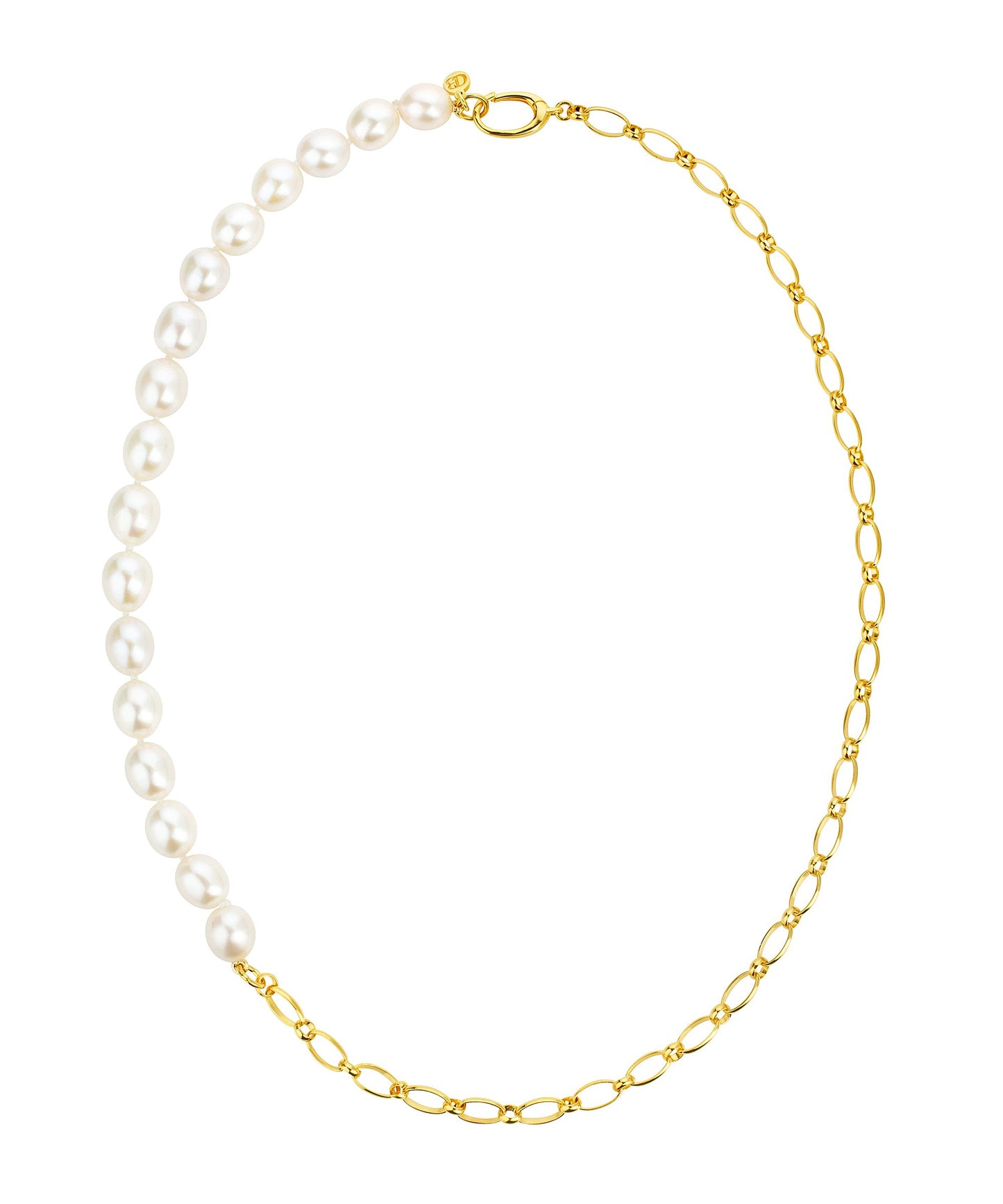 Sleek city pearl and gold chain necklace