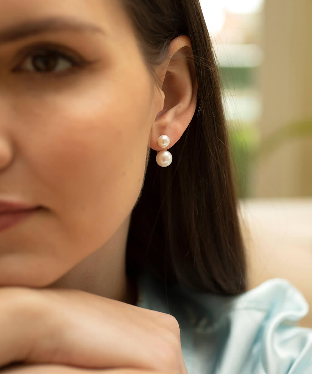 Duo Pearl silver Earrings