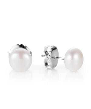 Audrey white pearl stud earrings