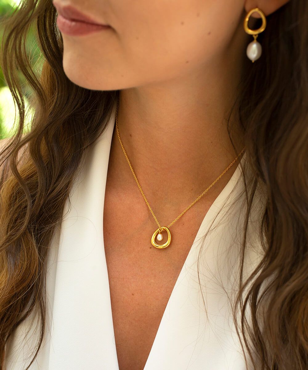 This too shall pass pearl gold necklace