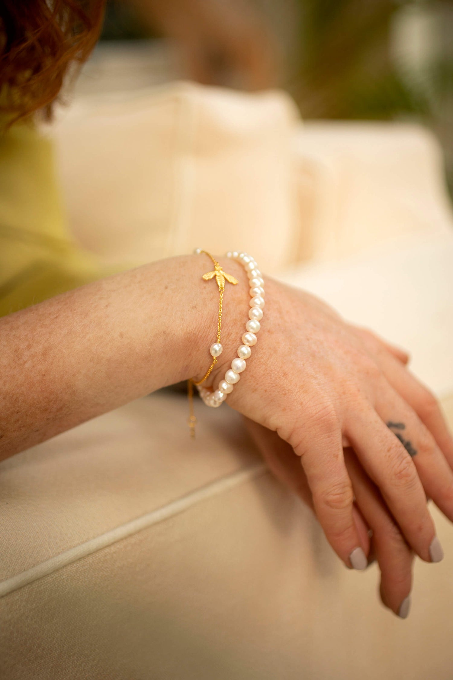 Gold pearl bracelets