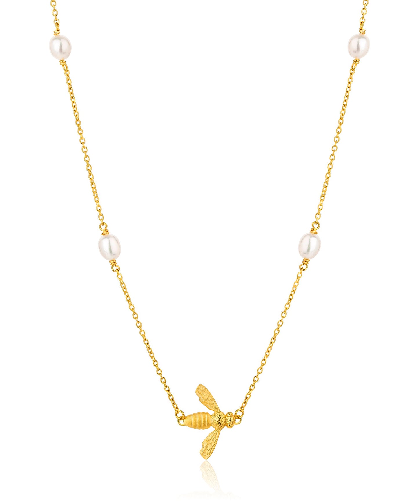 Flying bee gold necklace
