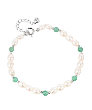Pearl and Aventurine Eternity Prosperity silver Bracelet