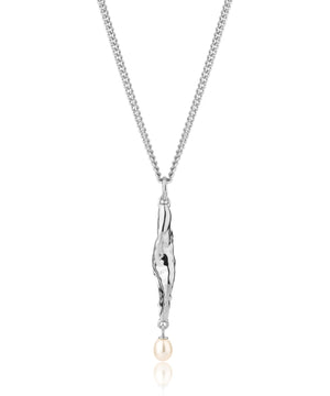 Siren mermaid and pearl silver drop  pendant