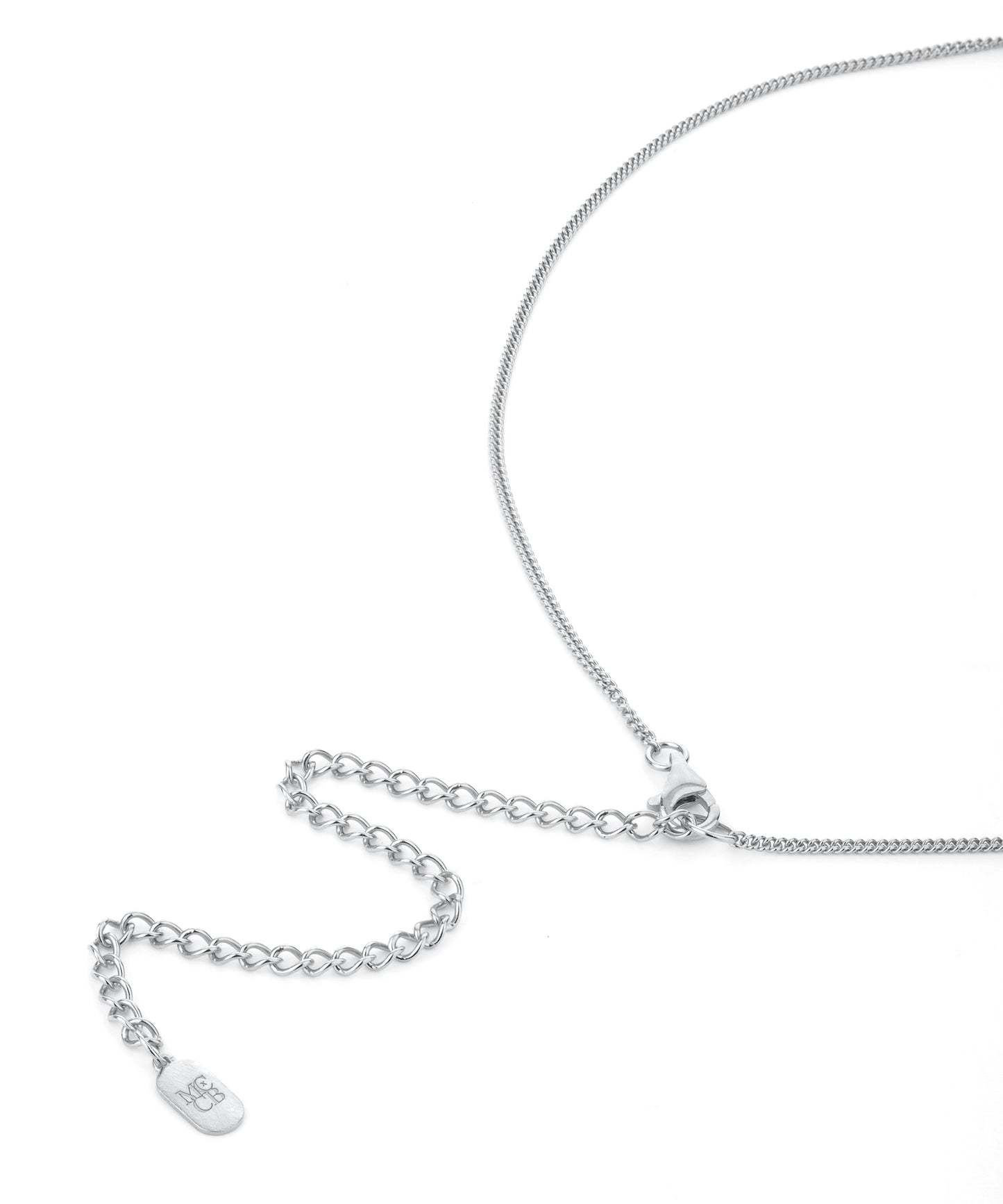 Midlifechic mantra necklace with single pearl charm, rhodium plate