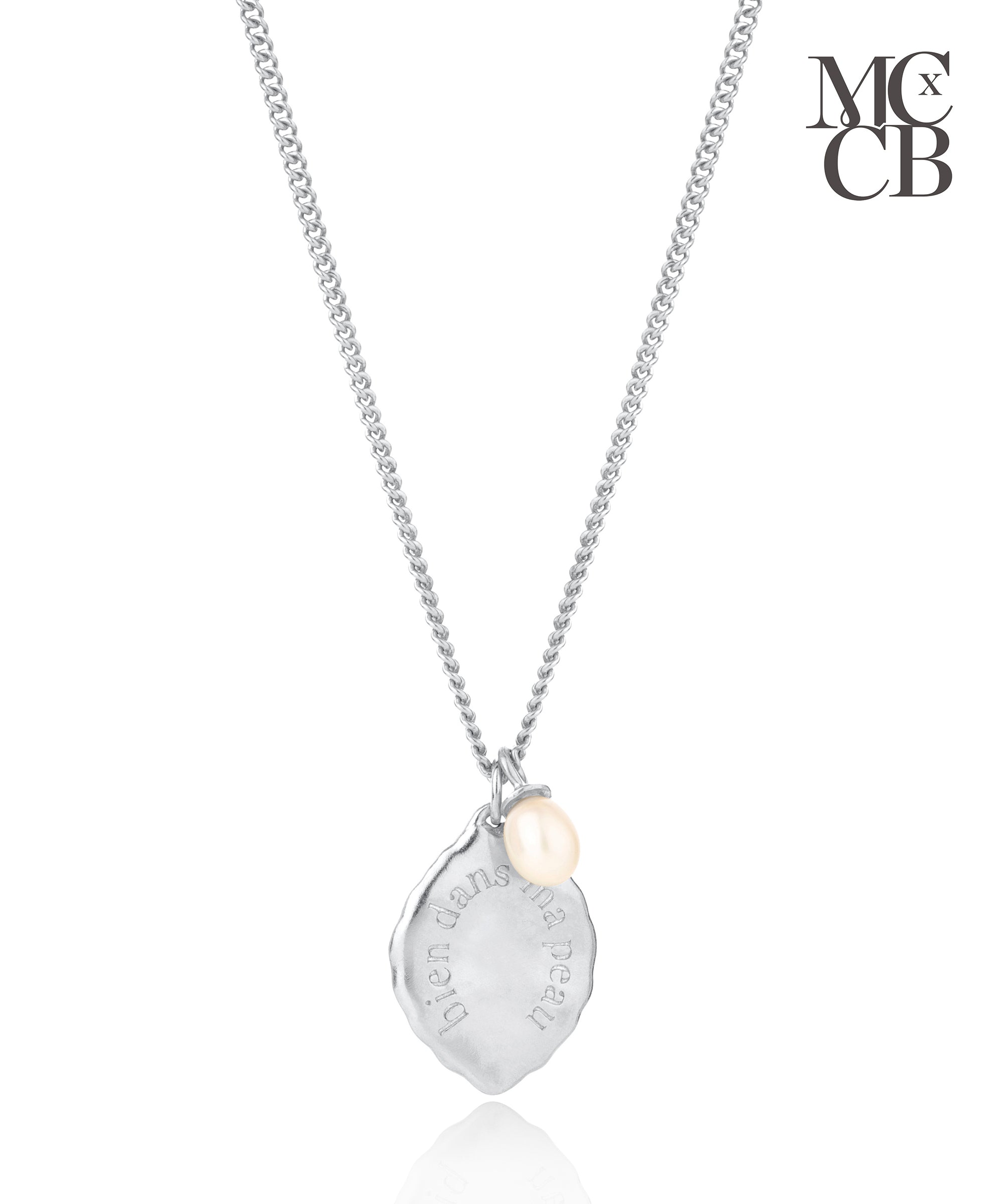 [Pearls Before Swim] PENDANT シルバー925 Midlifechic micro mantra necklace with single pearl charm, rhodium