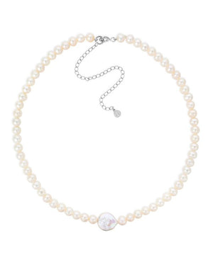 Coco coin pearl silver choker necklace