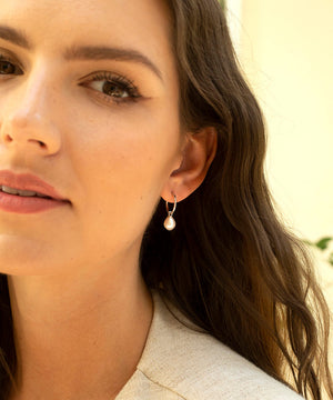 Small silver favourite pearl hoop