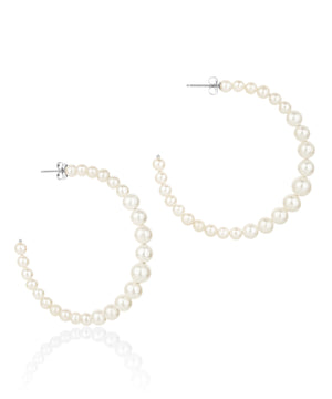 Large pearl graduated mermaid hoop, silver