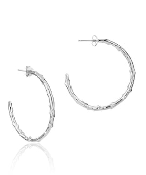 Large volcano hoop earring with no pearl, silver