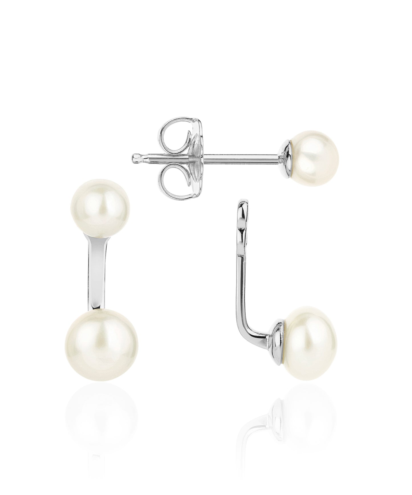 Mermaid mini silver and pearl duo earrings