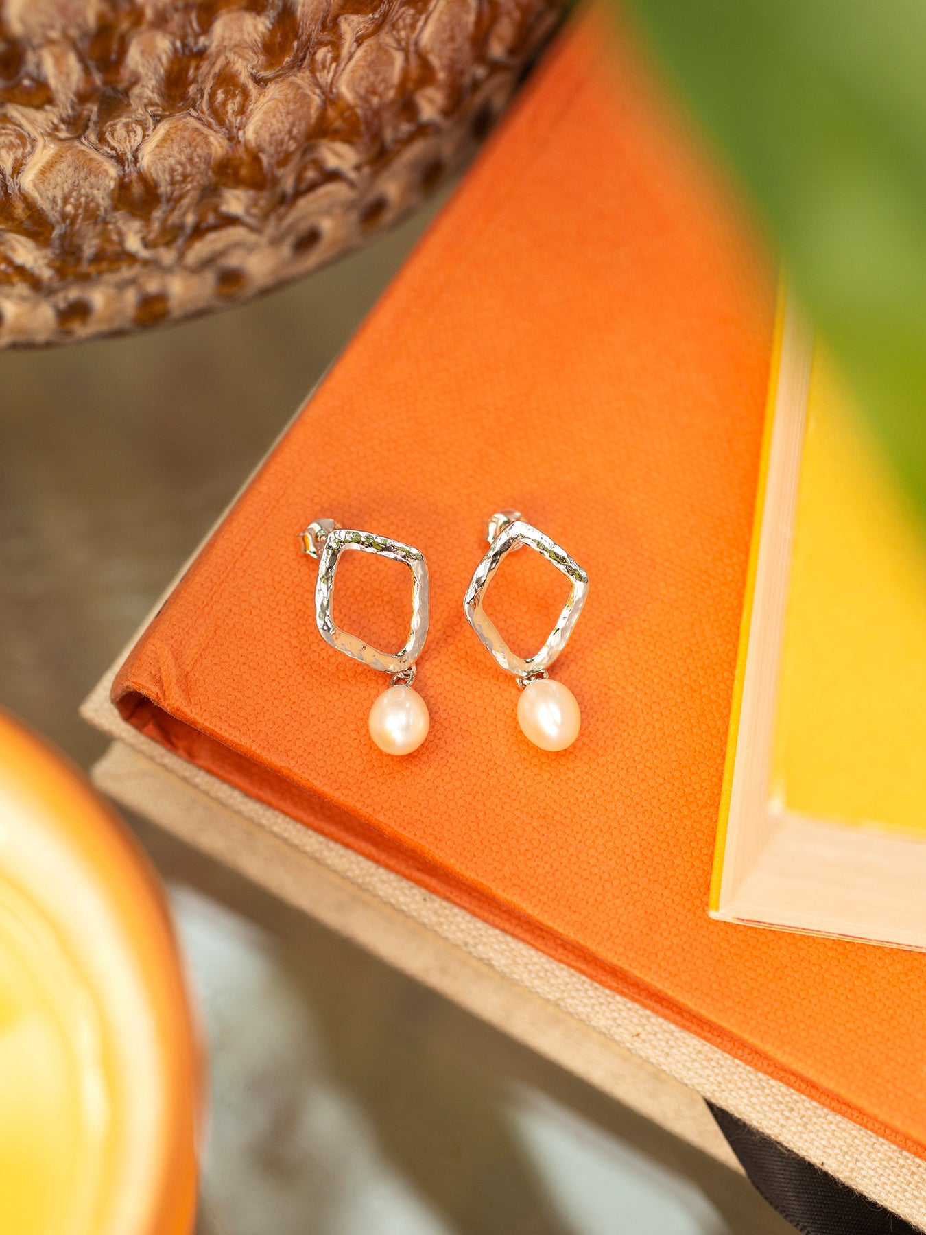 Thalassa Silver Ripple Studs with Pearl Drop