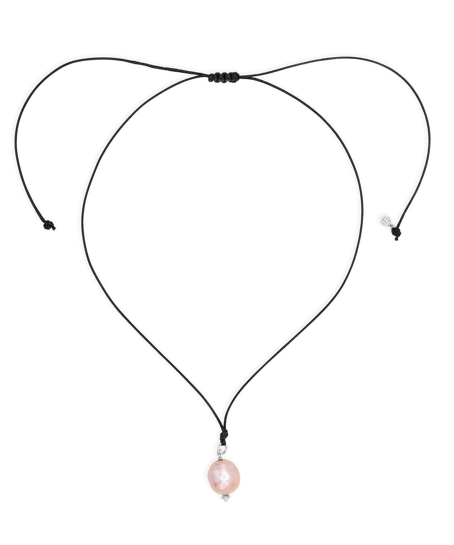 Necklace with a pink pearl pendant on a white background