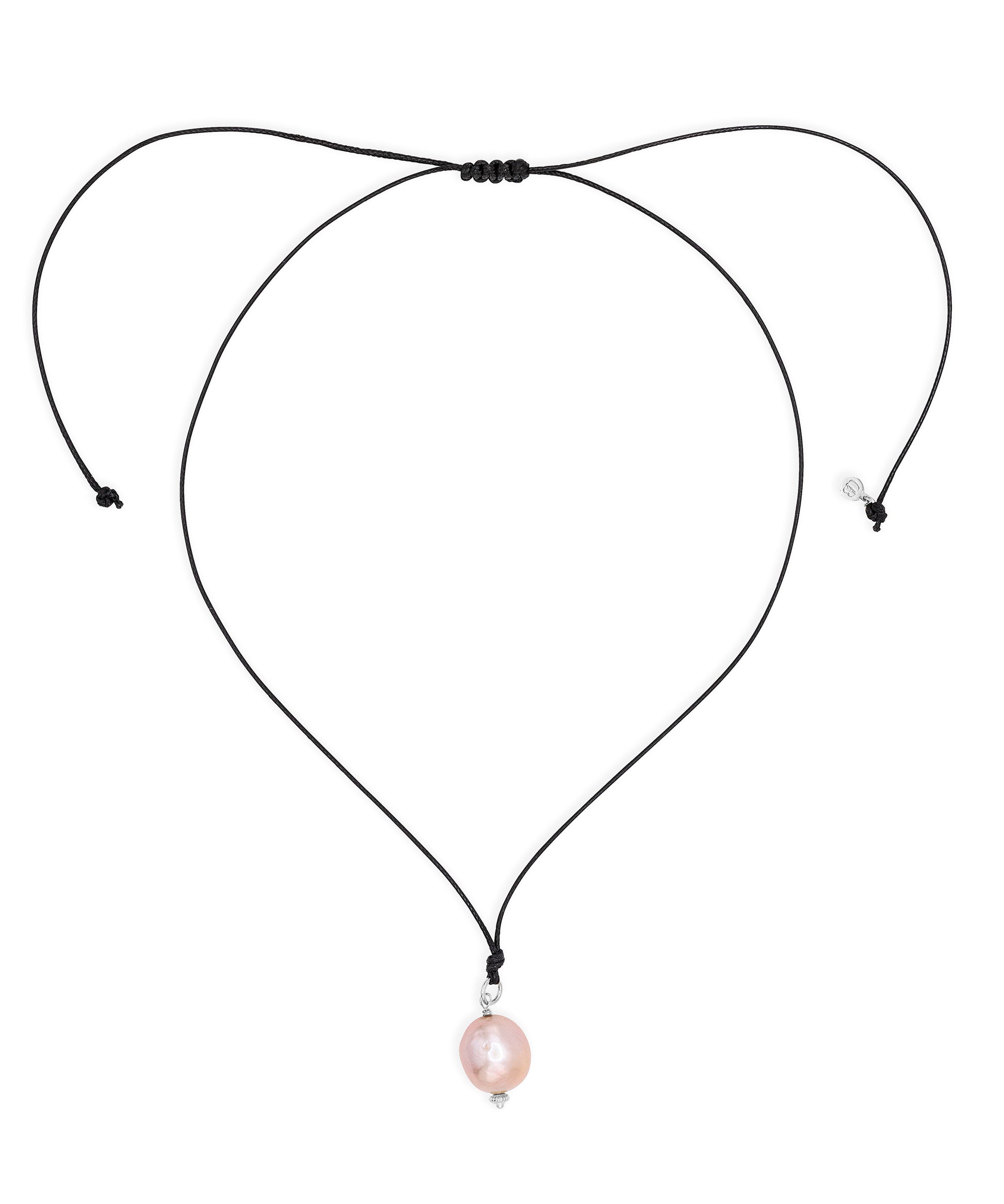 Necklace with a pink pearl pendant on a white background