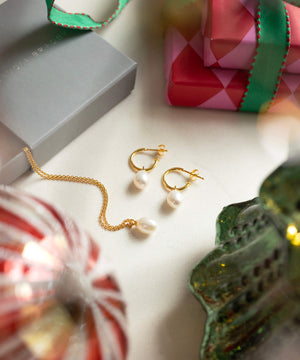 Gold and Pearl Necklace and Earring Gift Set | Claudia Bradby