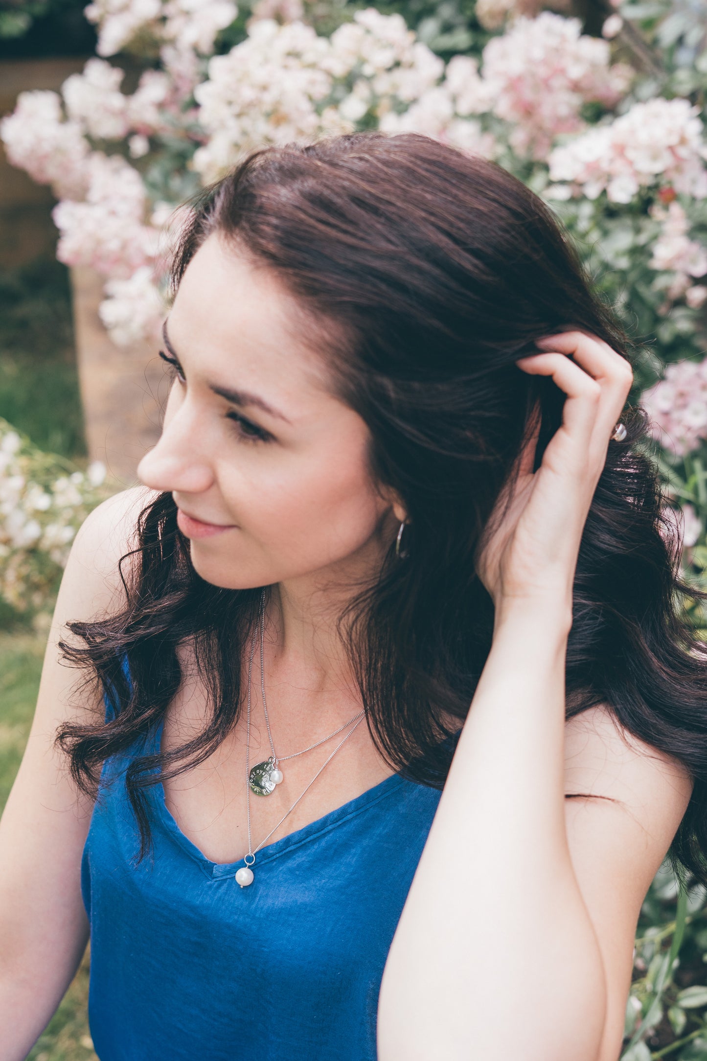 Essential Long Silver and Pearl Pendant