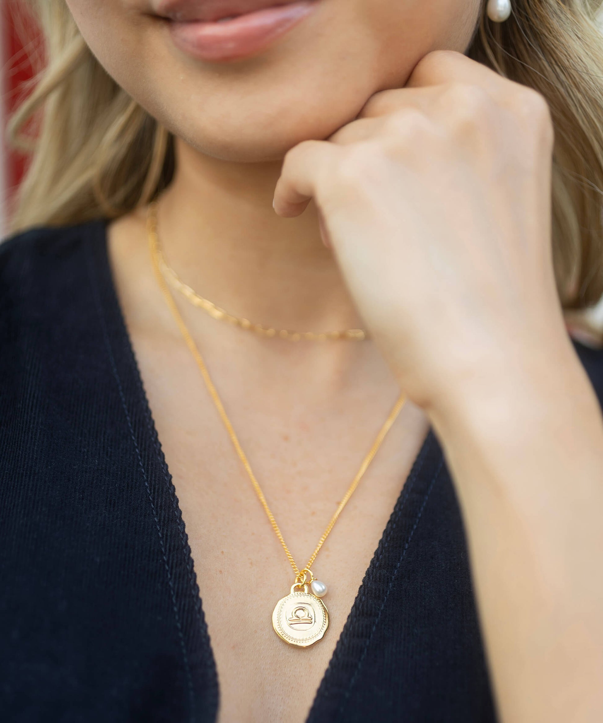 Libra gold zodiac necklace