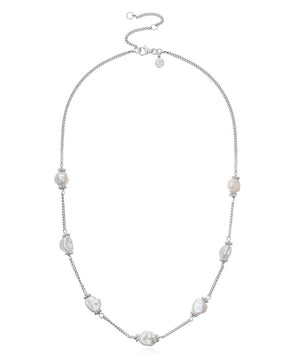 Keshi pearl silver necklace