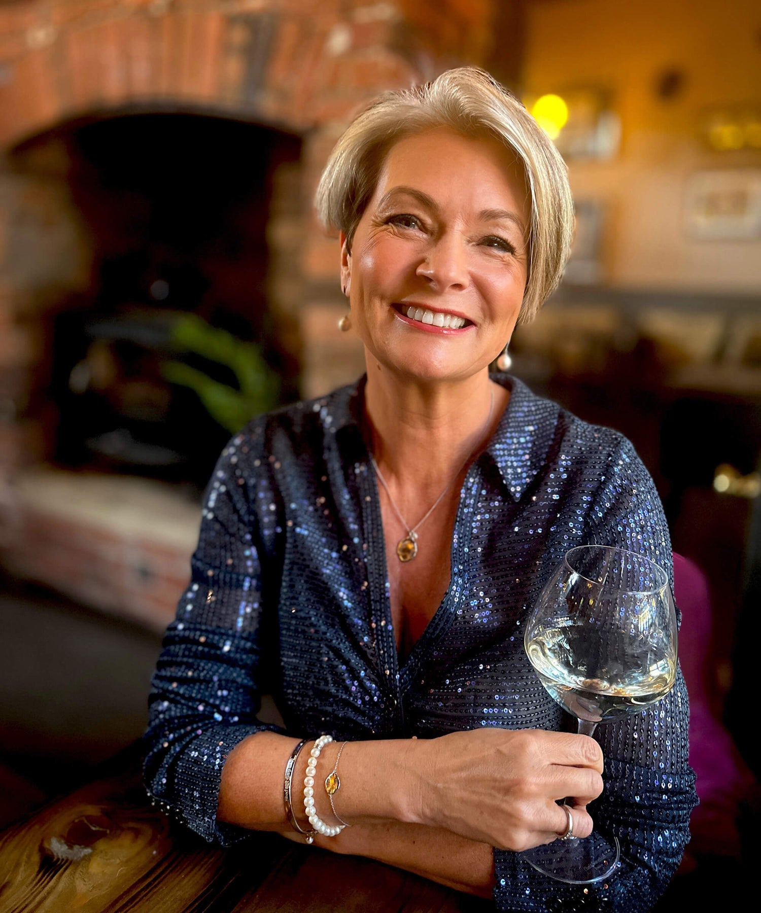 Midlifechic mantra SLIM OVAL silver bangle, with single pearl charm