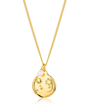 Leo, gold zodiac pearl necklace, 23/7-22/8