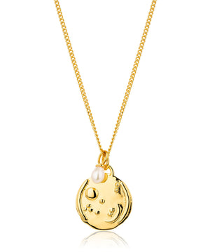 Capricorn gold zodiac pearl necklace, 22/12-19/01
