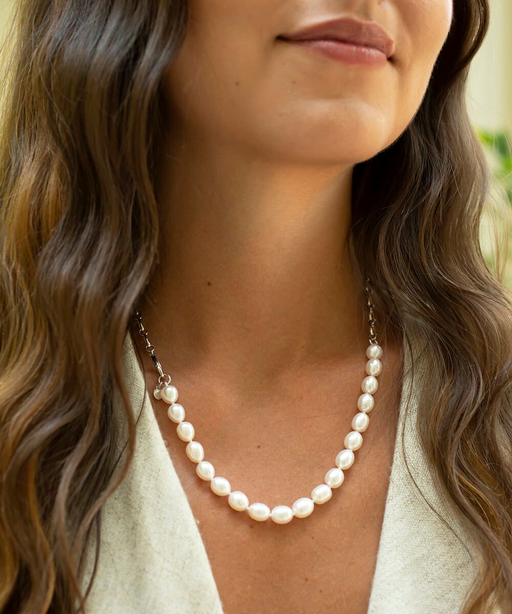 Luxury Natural Pearl City Necklace silver chain necklace