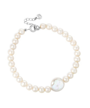 Coco coin pearl silver bracelet