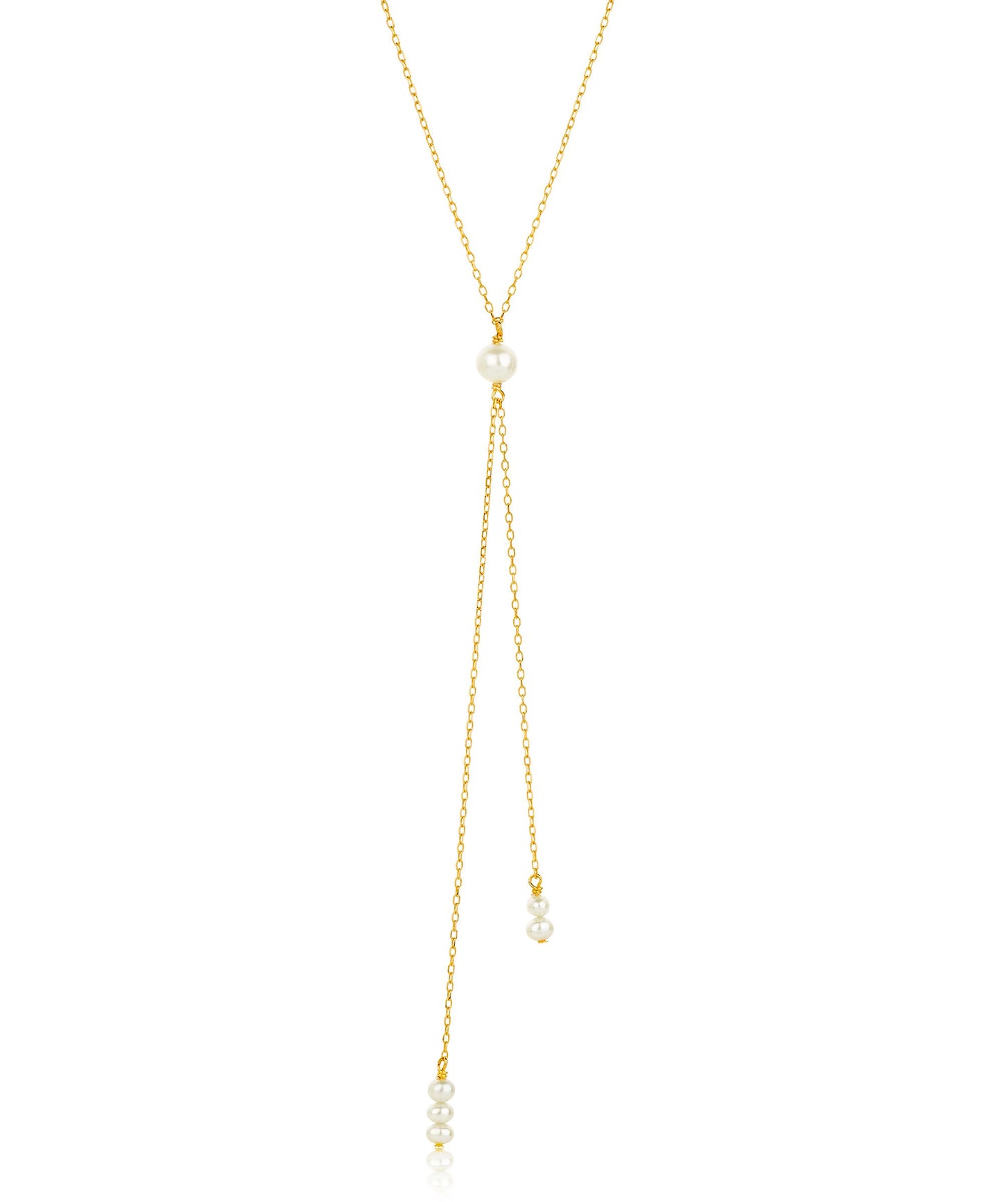 Mermaid pearl lariat gold necklace