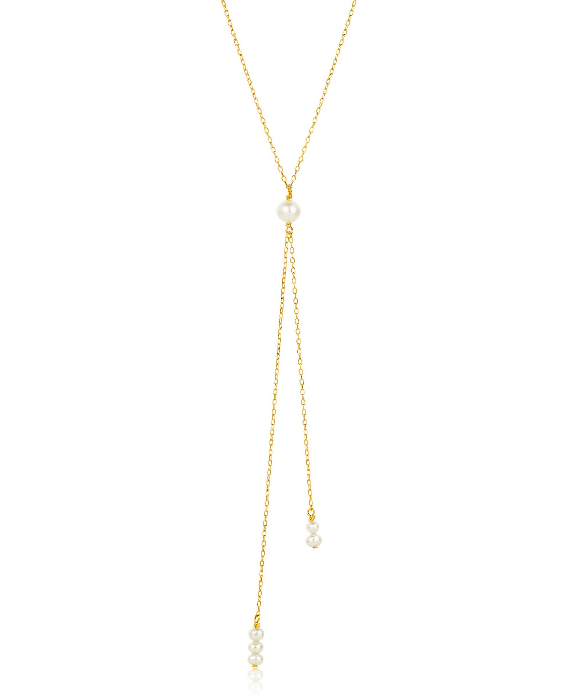 Mermaid pearl lariat gold necklace