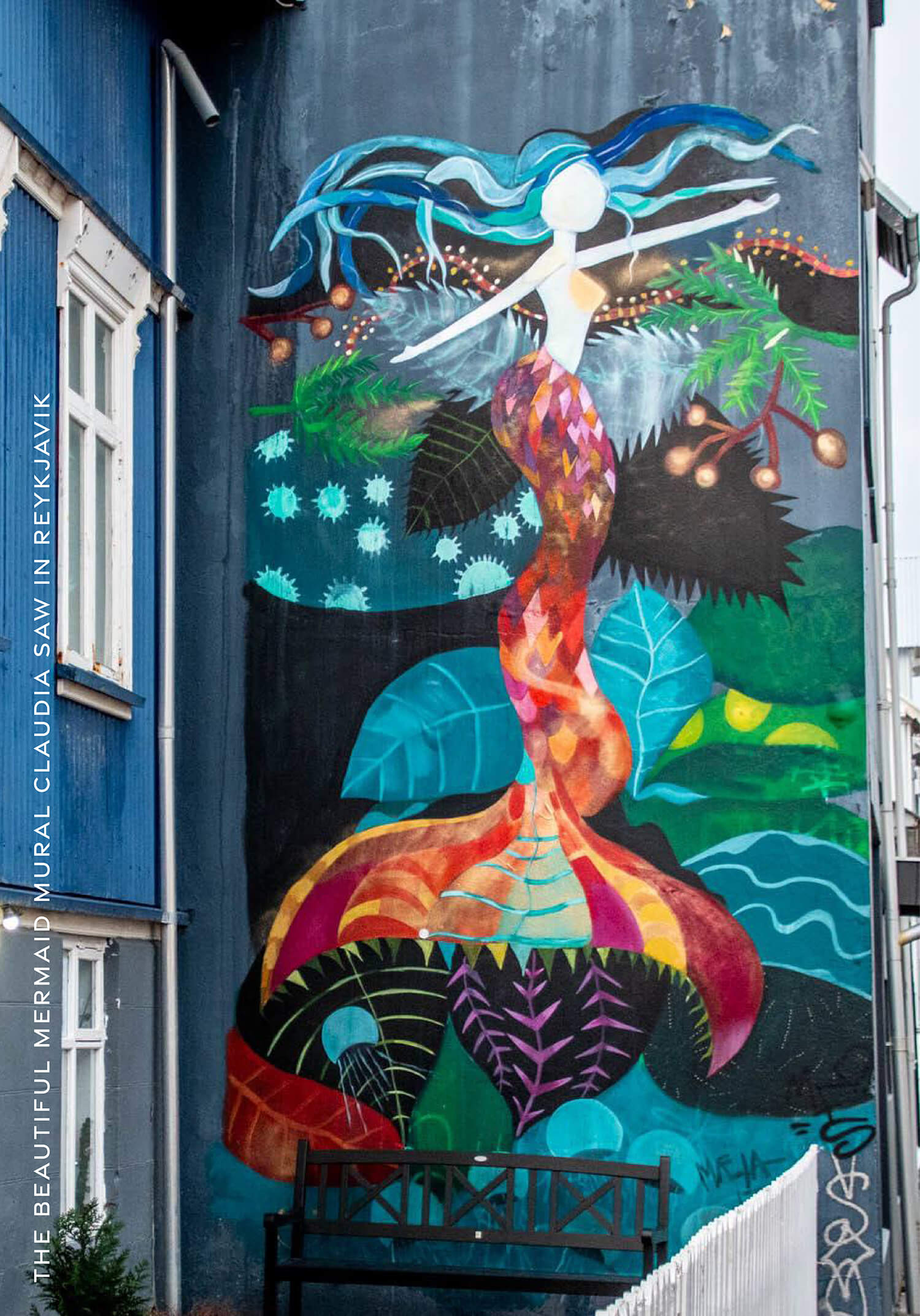 The beautiful mermaid mural Claudia saw in Reykjavik