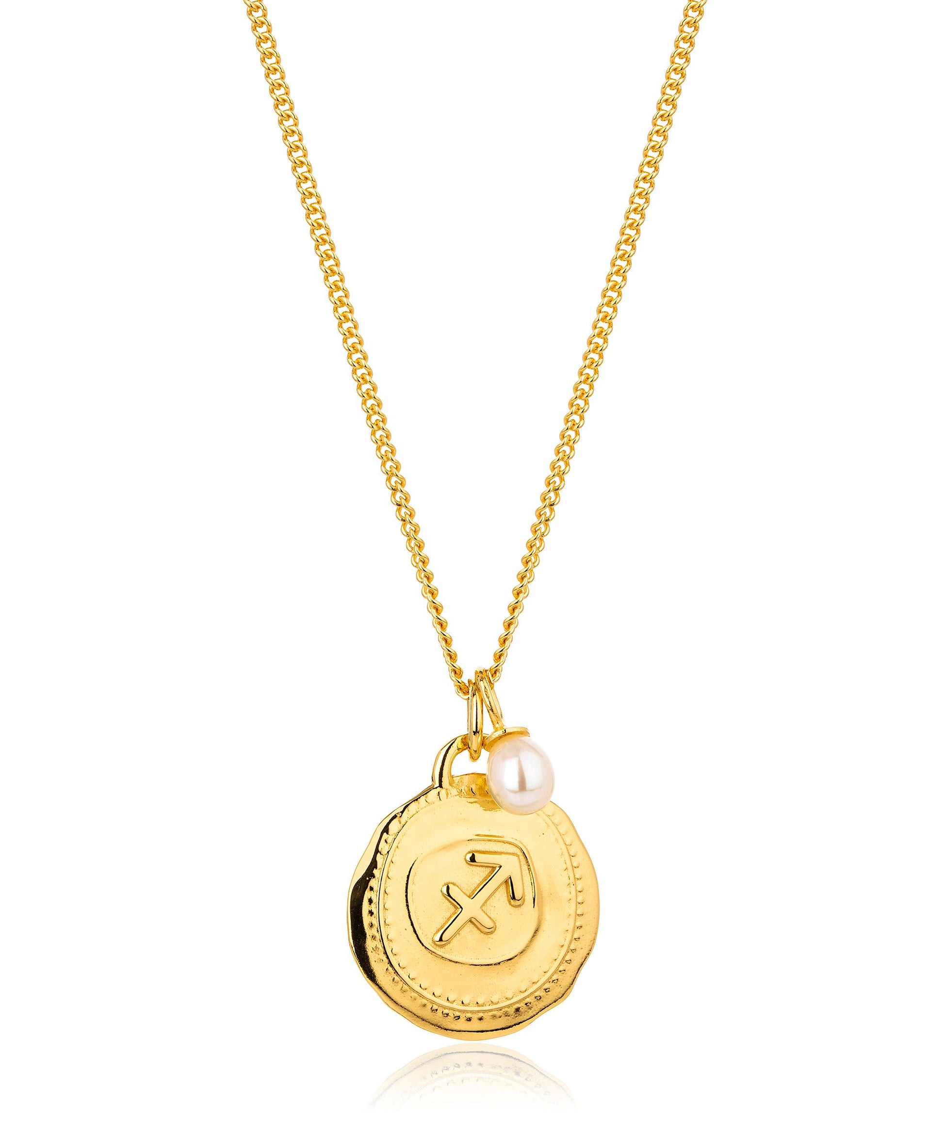Sagittarius, gold zodiac pearl necklace, 22/11-21/12 – claudiabradby