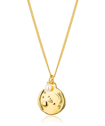 Taurus gold zodiac pearl necklace