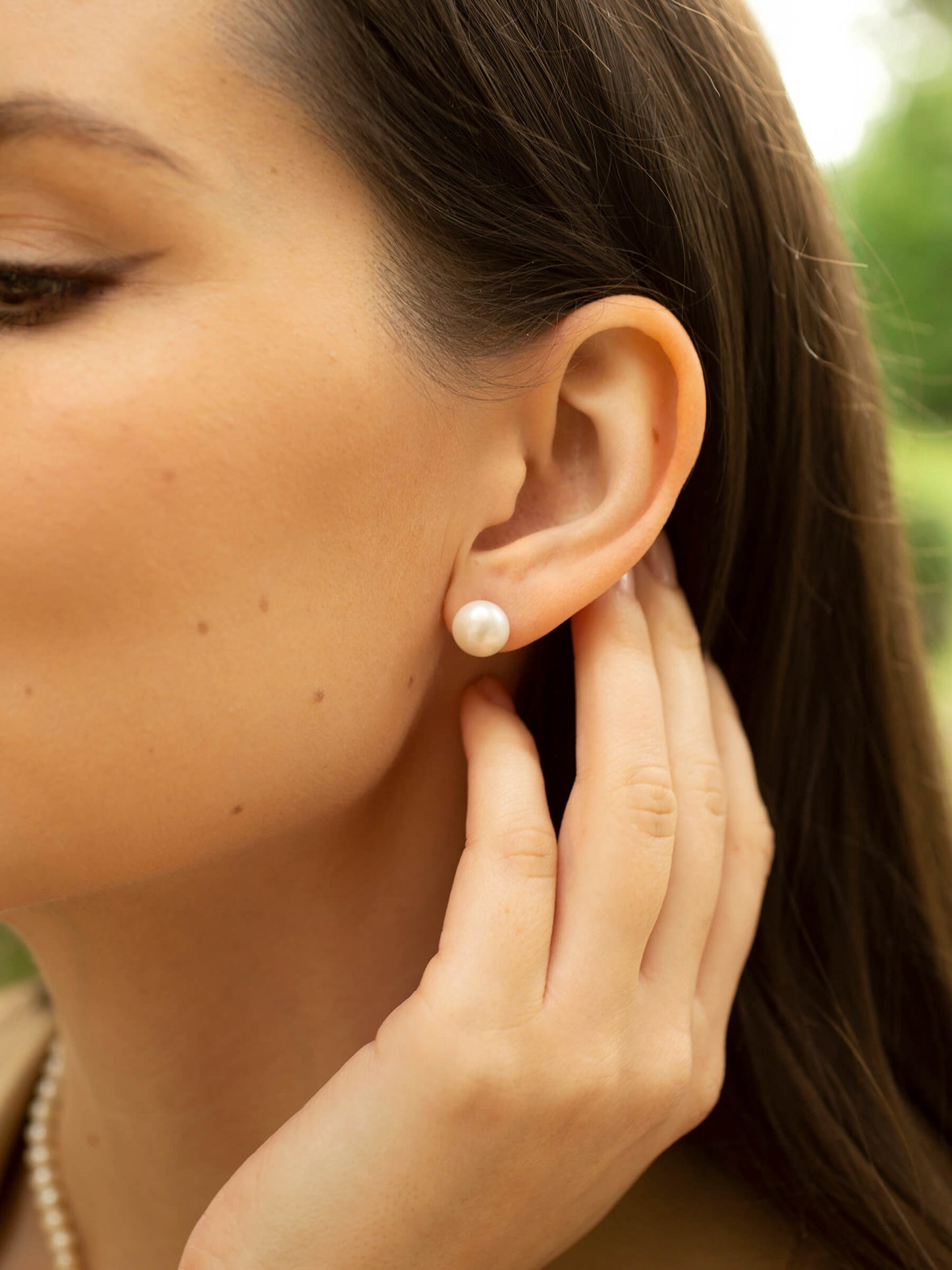 Large Pearl Stud Earrings, 10mm
