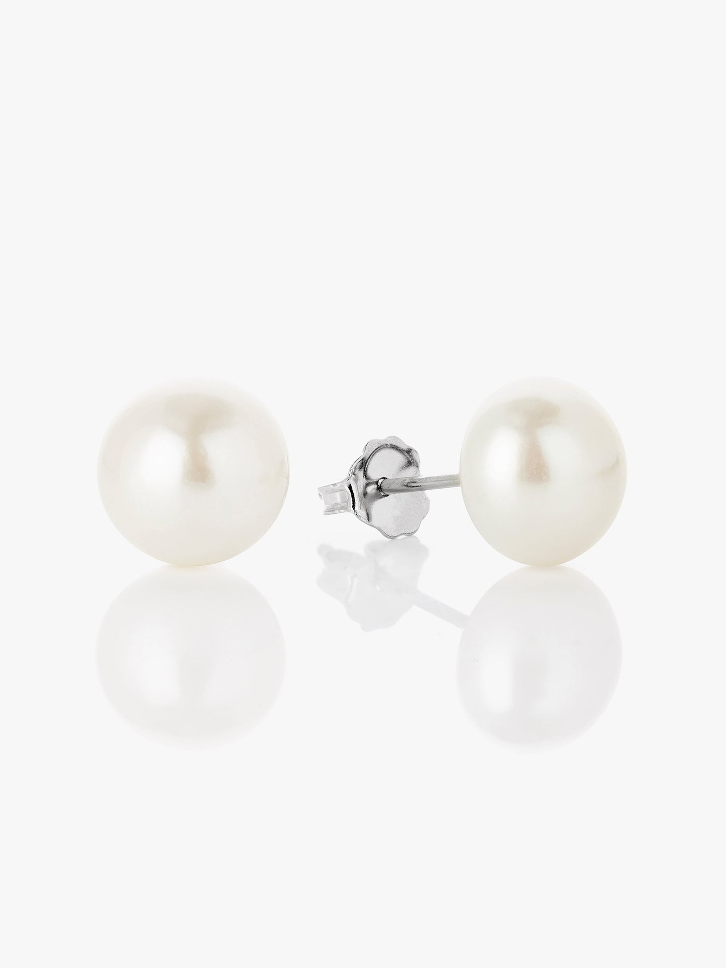 Large Pearl Stud Earrings, 10mm