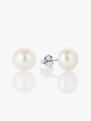 Large Pearl Stud Earrings, 10mm