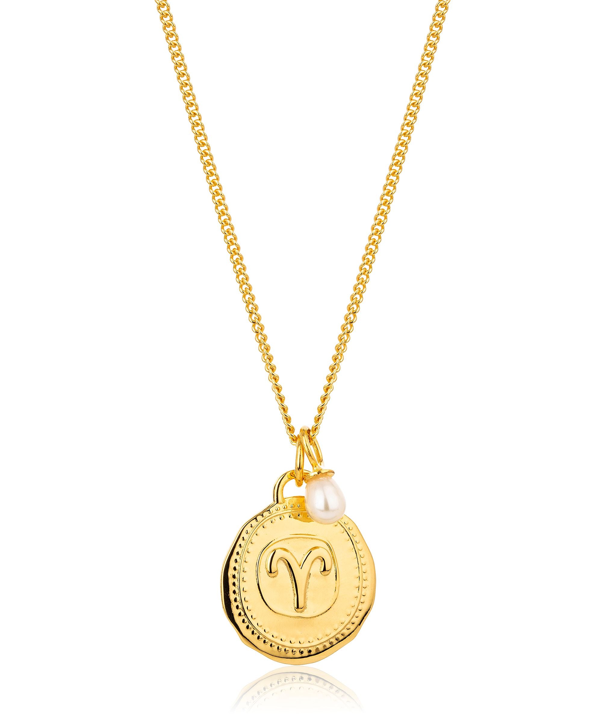 Aries gold zodiac pearl necklace 21 3 19 4 claudiabradby