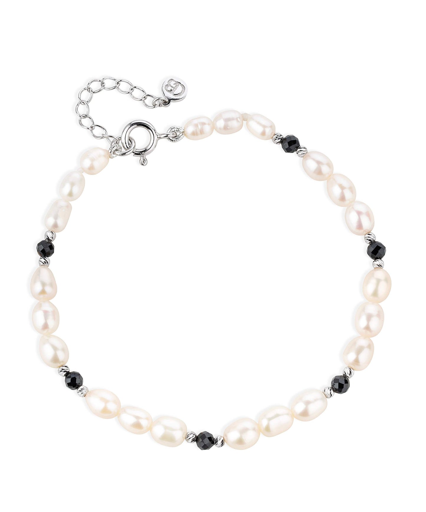 Black and White Pearl Positivity silver Bracelet