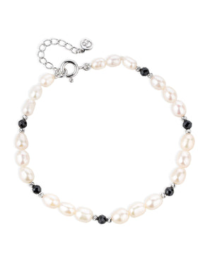 Black and White Pearl Positivity silver Bracelet
